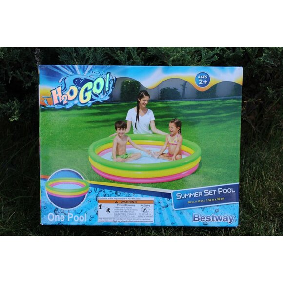 Bestway H2OGO! Summer Set Pool Kids Ages 2+  Soft Inflatable Floor 6ft x 15in - Picture 1 of 6